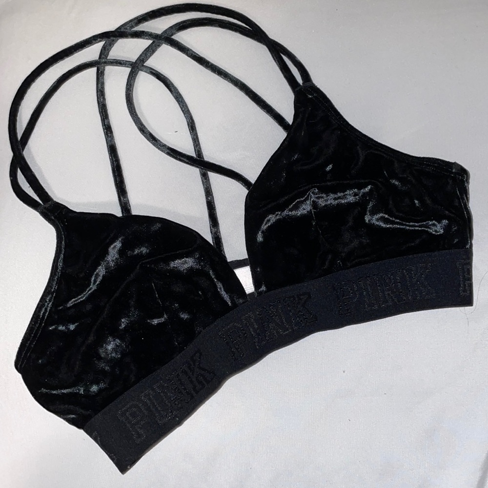 PINK Black Velvet Triangle Bralette